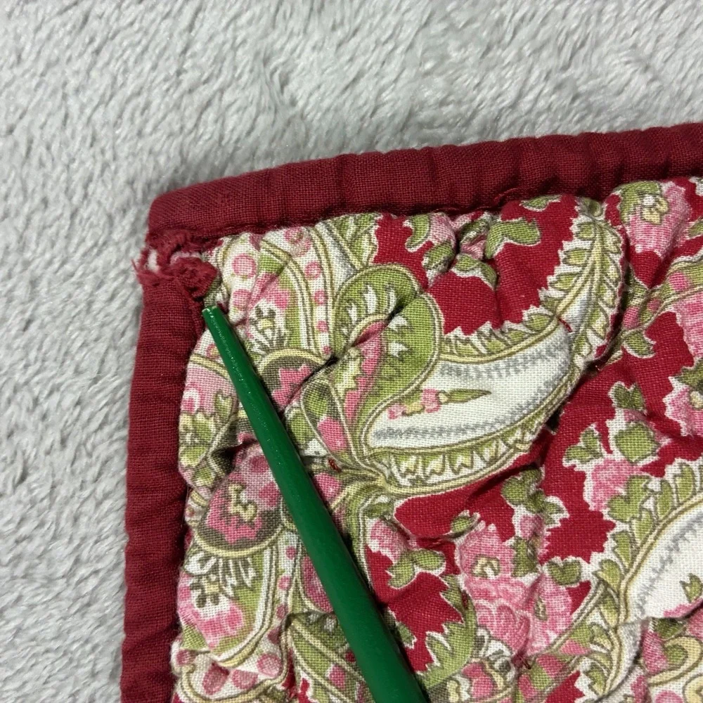 Pottery Barn Georgia Quilted Paisley Pillow Shams Red Pink Paisley Standard Size